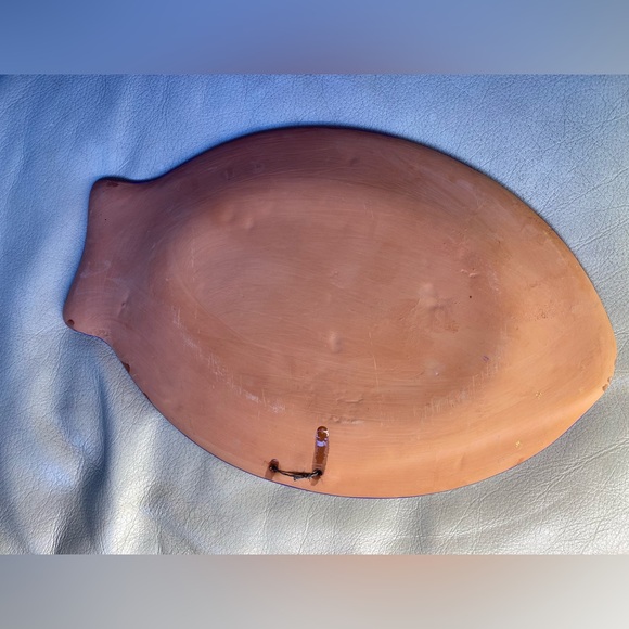 Terracotta Handmade & Painted Fish Plate Wall Hanging with flowers. - Picture 2 of 6